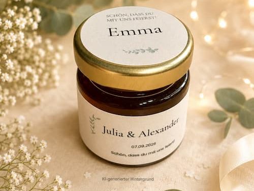 KonfiHonig zwei personalisierte Honiggläser für die Konfirmation von Max und Anna