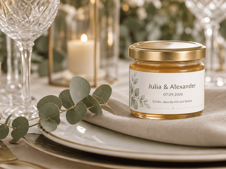 zwei personalisierte Honiggläser für die Konfirmation von Max und Anna