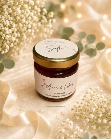 personalisiertes Honigglas zur Hochzeit von Anna & Lukas